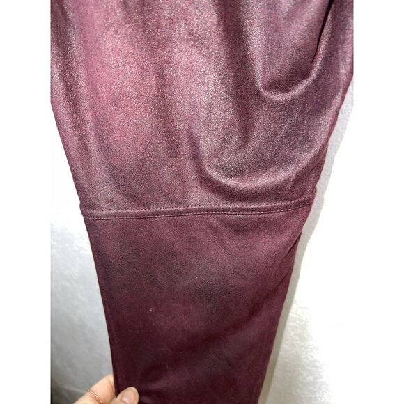 Free People Pull on Vegan Faux Suede Leather Leggings Wine Color Size M/L (N) - Picture 10 of 12